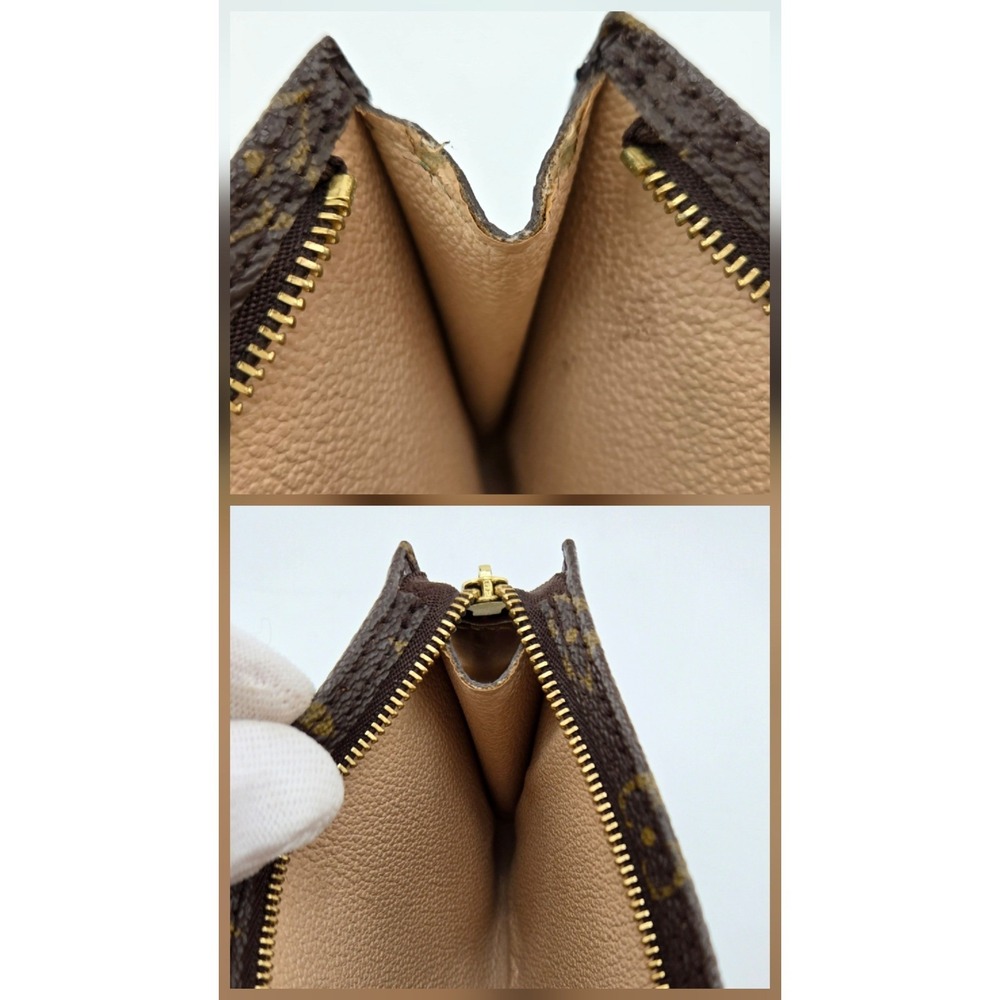 Louis Vuitton Monogram Pouch Brown Coated Canvas Zip Clutch Made in France - Picture 5 of 10
